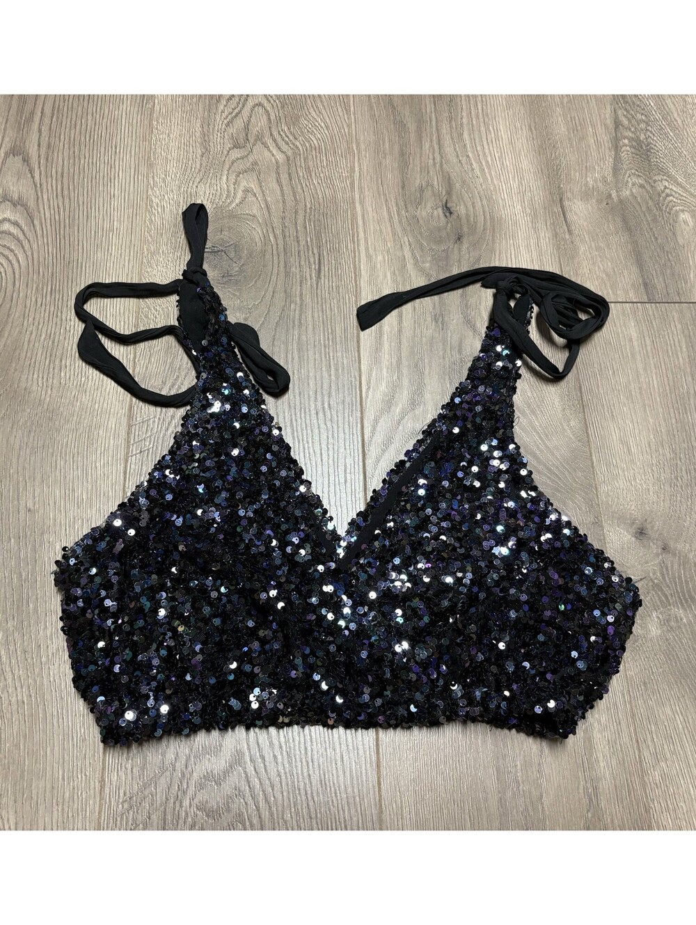 Intimately Free People Rainbow Sequin Big Night Cropped Going Out Bra Top Small